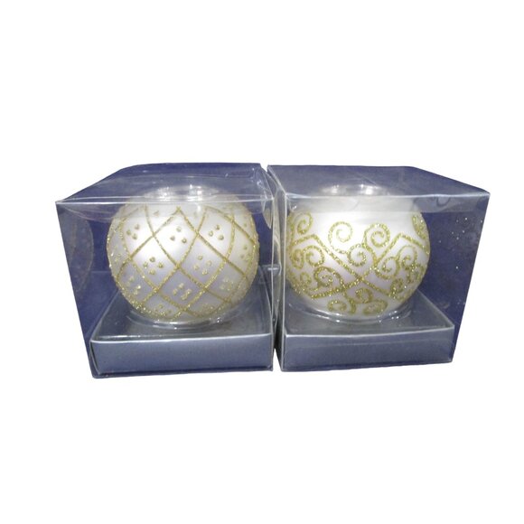 Catherine Lillywhites Gold White  Christmas Ornaments Tea Light Holders EUC - Picture 1 of 16